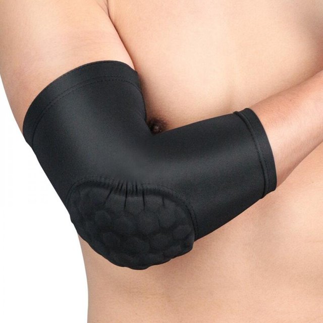 1pc Elbow Pad Protector Anti-slip Compression Arm Guard Brace Support Sleeve For Fitness Black L