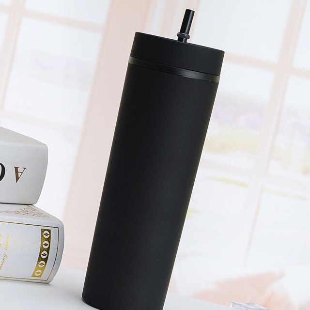 Portable Straw Cup Simple Style Straw Cup Food Grade Straw Bottle Straw Cup Colorful Plastic Simple Style Comfortable Hand Feeling Large Capacity Drinking Straw Bottle Black 16oz