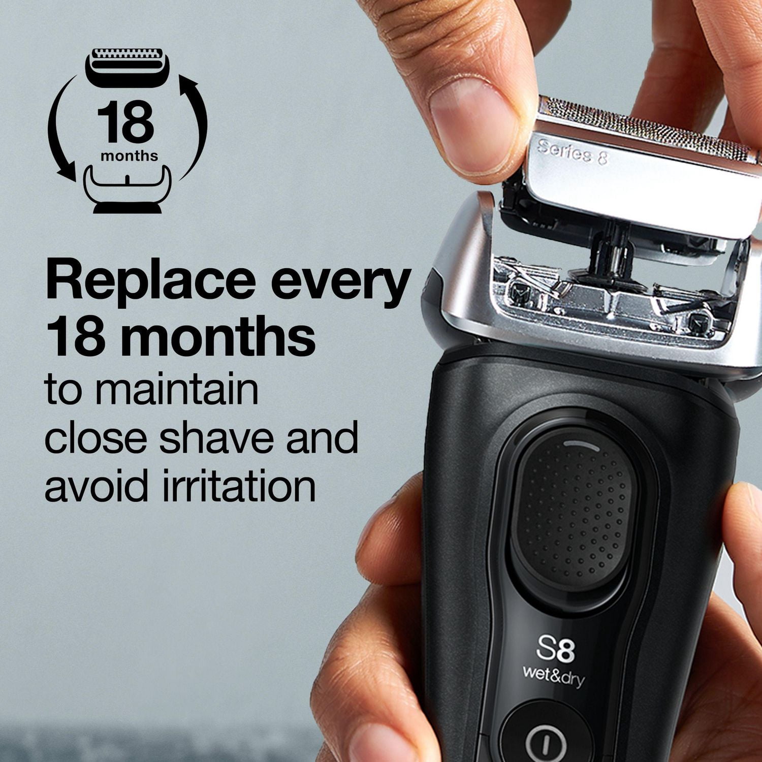 Braun Série 8 Cassette de Rechange pour Tête de Rasoir Électrique – Argent
