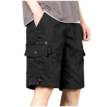 LOVZFMLL Men's Casual Cargo Shorts, Relaxed Fit Classic Men Shorts with Zippered Pockets and Drawstring, Sports Workout Shorts Black 5XL