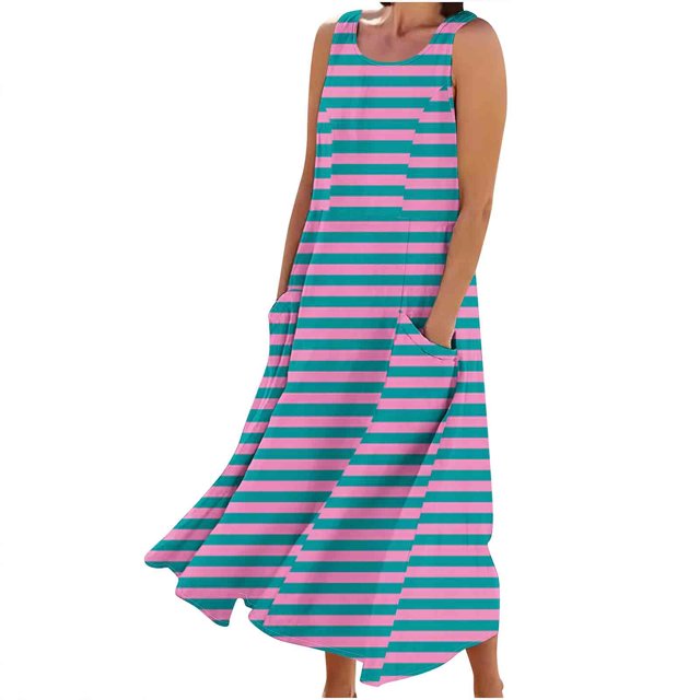 DPTALR Robes Longues Sans Manches pour Femmes Dames Décontractées Loisirs Petites Jupes Longues Confort Confortables Mignonnes Longues Robes pour Filles