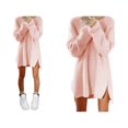 thumbnail image 2 of MesaSe Robe Chandail à Manches Longues Col Rond pour Femmes Ourlet Haut-Bas Fermeture Éclair Latérale Robe Tricotée Ample, 2 of 3