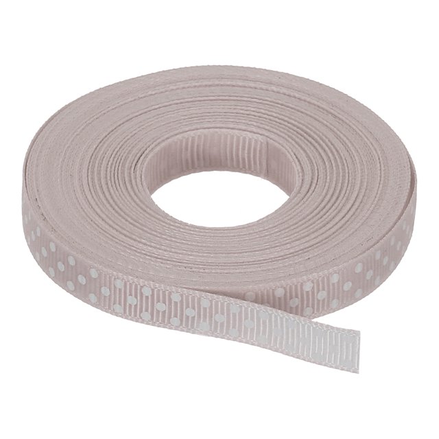 Uxcell Grosgrain Ribbons with White Dots Ribbon Bow Decoration Crafts Gift Wrapping Wedding Grey 10 Yards 3/8 Inch
