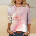 thumbnail image 1 of Blouses Mode pour Femmes T-shirt Imprimé Manches 3/4 Blouse Col Rond Hauts Décontractés Blouses de Travail pour Femmes en Liquidation, 1 of 4
