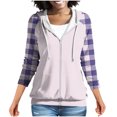 thumbnail image 1 of Chbgutlmr Sweatshirt for Women Raglan Long Sleeve Casual Plaid Jackets Drawstring Zip up Hoodies Pockets, 1 of 8