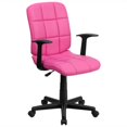 thumbnail image 1 of Pemberly Row Mid Back Quilted Office Swivel Chair with Arms in Pink, 1 of 6