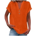 thumbnail image 1 of 2025 Women Spring Summer Clothing Button Up Top Solid Button Back Ruffled Coffee T Shirts for Women Trim Blouse Casual Short Button Down Tunics for Women Sleeve Blouse, 1 of 4