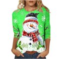thumbnail image 2 of Jienlioq Hauts Grande Taille pour Femmes Mode T-Shirt Décontracté de Noël pour Femmes à Imprimé Col Rond Manches 3/4 Haut Blouse Rabais, 2 of 5