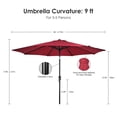 thumbnail image 2 of Parasol de Patio Rond de 9 Pi avec Inclinaison et Manivelle, 8 Nervures Robustes Parasol de Marché Extérieur Centré Abri Solaire Parasol de Table, 2 of 7