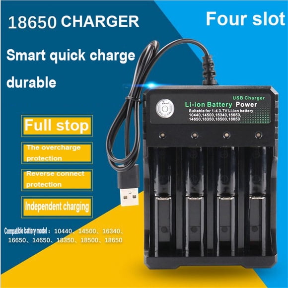 Mefallenssiah Chargeur Intelligent de Piles 4 pour Piles Rechargeables 10440 18350 18650 16340