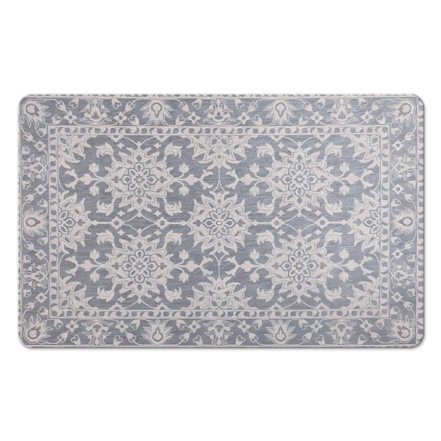 Chic Gray Vintage Non-Slip Bathroom Rug Runner: Soft, Long & Machine Washable - Farmhouse Floral Design that Adds Elegance - Perfect for Sink, Shower, Bathtub, 20x32 in