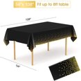 thumbnail image 2 of 1 Pack Black and Gold Plastic Tablecloths for Rectangle Tables, Disposable Party Gold Dot Confetti Table Covers for Birthday, Graduation, Cocktail Parties, 54" x 108", 2 of 6