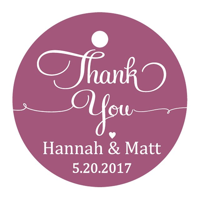 100 PCS Personalized Thank You Hang Tags Custom Wedding Favors Round Gift Paper Tags