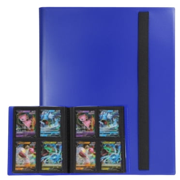 Uxcell 4 Pocket Trading Card Binder, PU Cover Card Collection Binder 160 Side Loading Card Binder Card Album Folder for TCG, Game Cards, Sports Cards(Dark Blue)