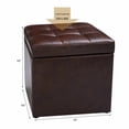 thumbnail image 3 of Costway Pouf Ottoman Cube Boîte de Rangement Siège de Salon Repose-Pieds avec Dessus à Charnière Brun, 3 of 9