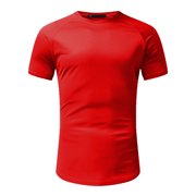 Ketyyh-chn99 T-shirt homme Tee manches courtes T-Shirt homme manches courtes Col d'équerre Tee Top Tshirts Régulier Rouge,3XL