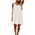 thumbnail image 1 of Innerwin Mini Dress Solid Color Ladies Tank Party Scoop Neck Baggy Summer Beach Sundress White L, 1 of 8