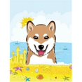 thumbnail image 1 of Carolines Treasures BB2093CHF Shiba Inu Summer Beach Canvas House Flag, 1 of 4