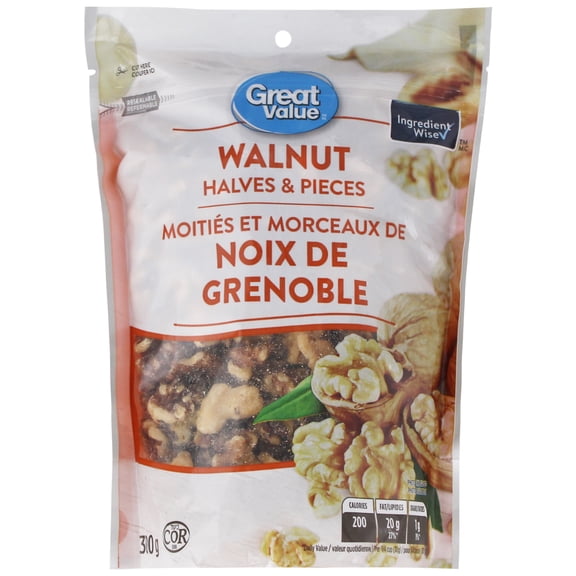 Great Value Walnut Halves & Pieces 300g, Kosher, Shelled