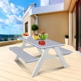 thumbnail image 4 of Picnic Tables for Outdoors Outdoor Courtyard Waterproof Table Cover Three Piece Picnic Table Cloth Back Flannel Elastic Table Cover Picnic Table Cover, 4 of 5