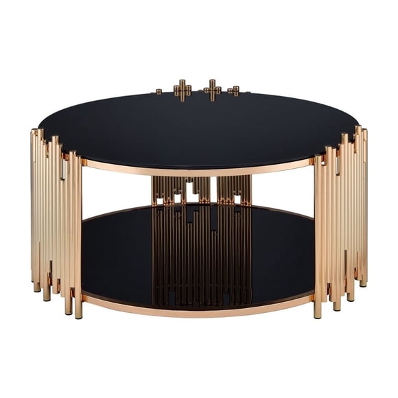 ACME Tanquin Coffee Table in Gold & Black Glass