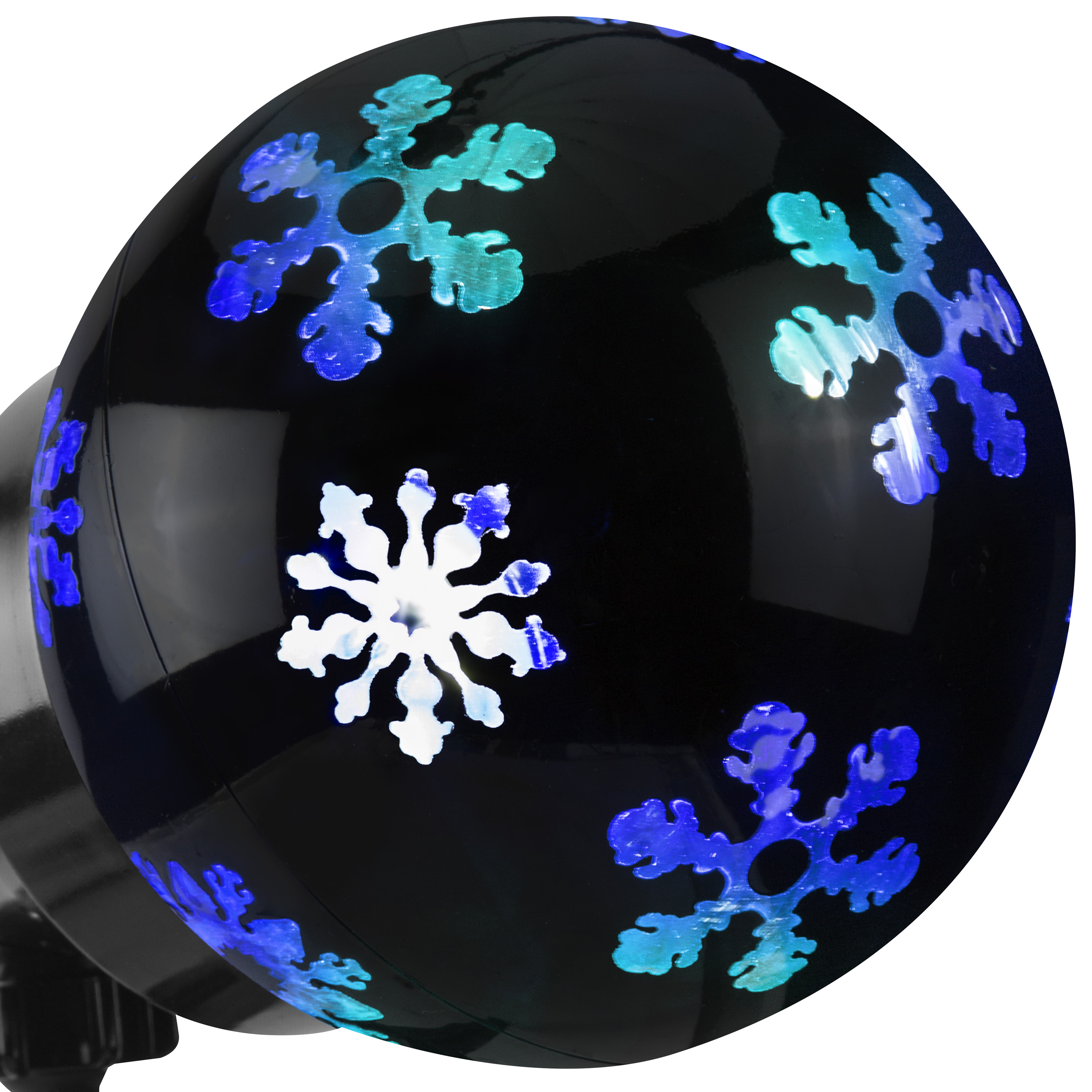 Illuminations du spectacle de lumières de Noël, scintillement de couleurs, flocons de neige, projecteur portable