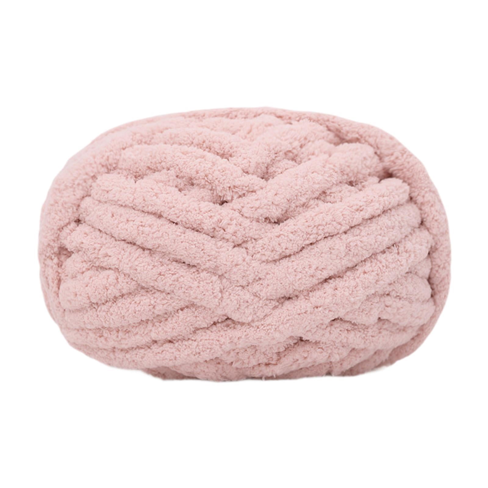Luzkey Chunky Wool Yarn Jumbo Yarn Washable Hand Knitting DIY Weight Yarn Bulky Yarn for Tapestry Bed Fence Throw Rug Making Light Pink
