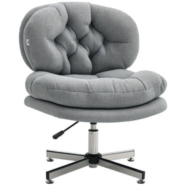 HOMCOM Armless Office Chair Desk Chair with Wide Thick Padded Seat, Grey