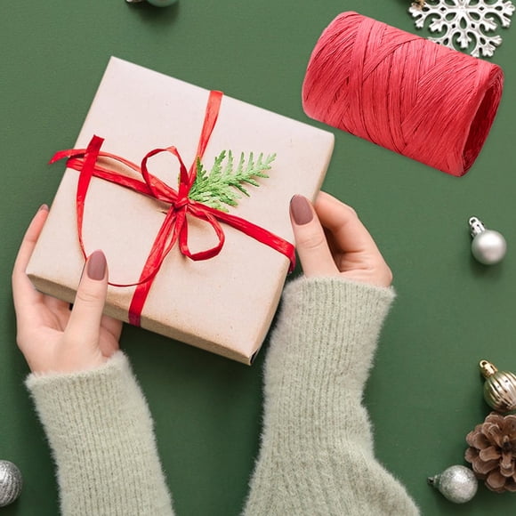PEONAVET Paper Packaging Tape 3937.01 Inches Length Christmas Decoration Eco Friendly Rope Raffia Bow Tie Paper Rope Reel Rope Gift Wrapping Tie