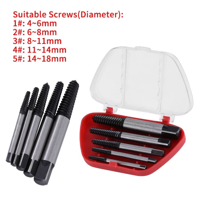 Fyydes Screw Drill Extractor, Screw Remover,5pcs Broken Screw Extractor Bit Damaged Bolt Easy Take Out Removing Tool