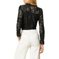 thumbnail image 3 of INSPIRE CHIC Women's Crochet Lace See Through Floral Ruffle Neck Blouse, 3 of 7