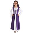thumbnail image 2 of iefiel Robe Rétro d'Halloween pour Filles Robe de Renaissance Longue Manches Évasées Lacée Robe Maxi Princesse Violette 10, 2 of 7