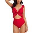 thumbnail image 1 of Charmo One Piece Bathing Suit for Women Ruffle Cut Out Swimsuits Strappy Monokinis, 1 of 6
