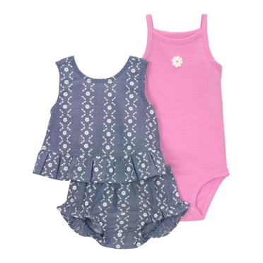 Ensemble 3 pièces en chambray pour bébé fille de la marque Carter's Child of Mine.