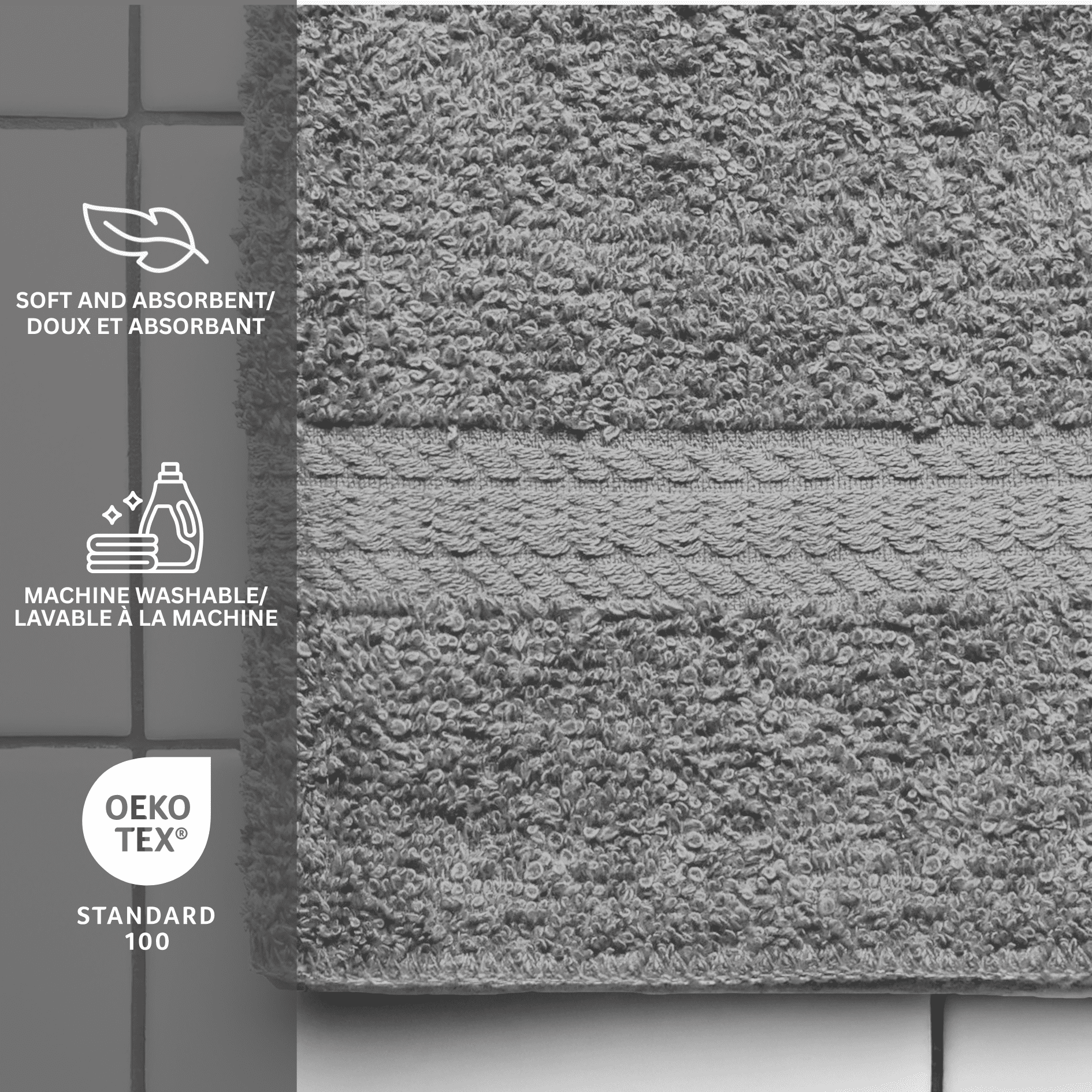 Mainstays Basics Solid Bath Sheet, Soft & Durable, 100% Cotton, Charcoal