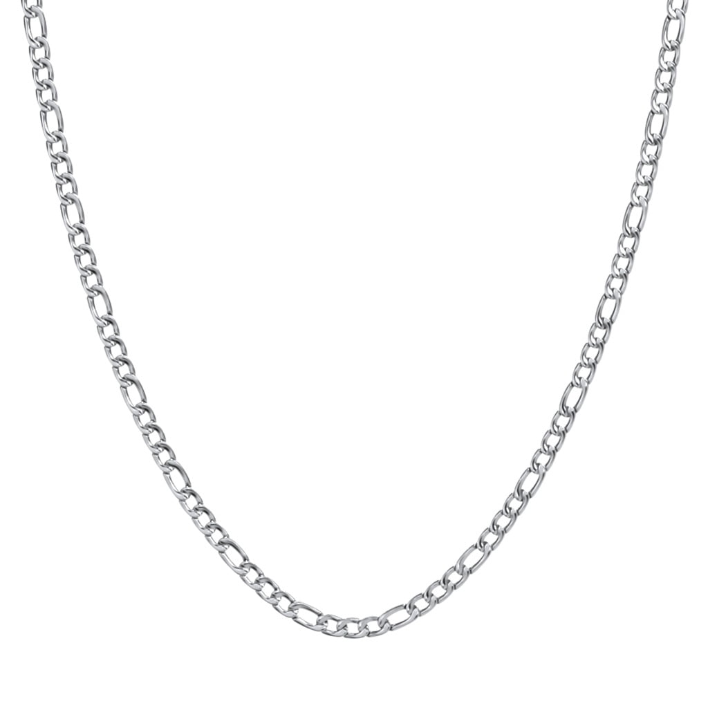 Men's 22" Figaro Chain Necklace in Stainless Steel - 5mm