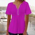 thumbnail image 2 of Timegard Hauts d'Été pour Femmes Grande Taille Plissés à Encolure en V Échancrée à Manches Courtes T-Shirts Confortables Tunique Décontractée, 2 of 4