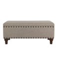thumbnail image 4 of HomePop Traditional Fabric Large Storage Bench with Nailhead Trim in Tan, 4 of 11