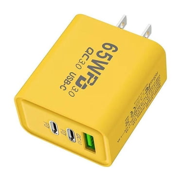 Chargeur Rapide 3 Ports 65W USB[C PD Type C Prise EU/US Chargeur Mural Adaptateur d'Alimentation - T9F8