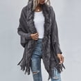 thumbnail image 4 of GDREDA Womens Solid Color Collar Cloak Knitted Capes Shawl Tassel Open Front Cardigans Sweater Coat Workout Clothes, 4 of 9
