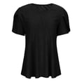 thumbnail image 3 of Liquidation! Hauts Grande Taille pour Femmes, Blouse à Manches Courtes d'Été pour Femmes, Mode Décontractée à Manches Courtes Unie Col en V Blouse, 3 of 4