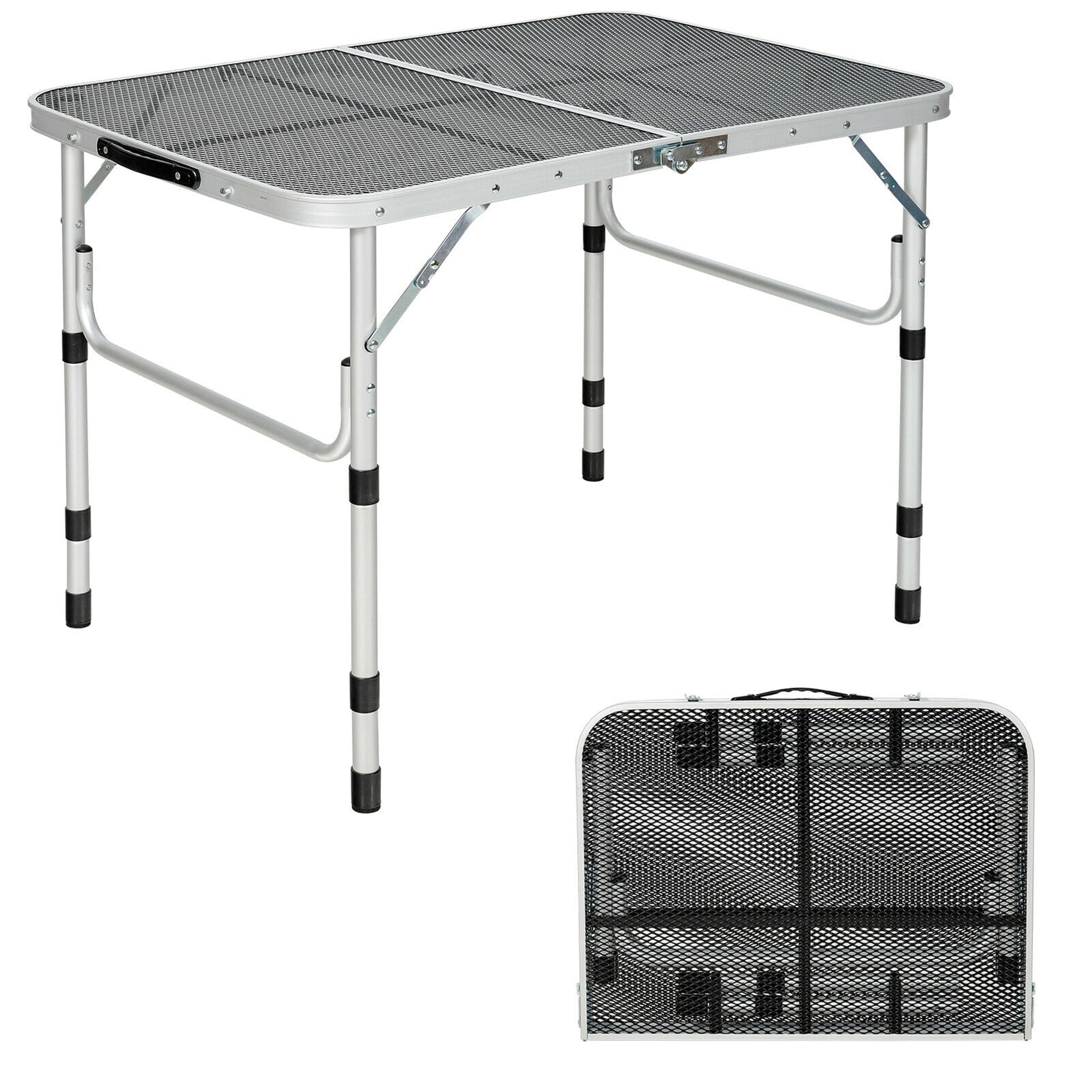 Gymax Table de Gril Pliant pour le Camping, Table de Support de Gril Légère en Aluminium et Métal