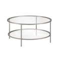 thumbnail image 3 of Henn&Hart Two Shelf Round Metal Nickel Coffee Table with Glass Top, 3 of 7