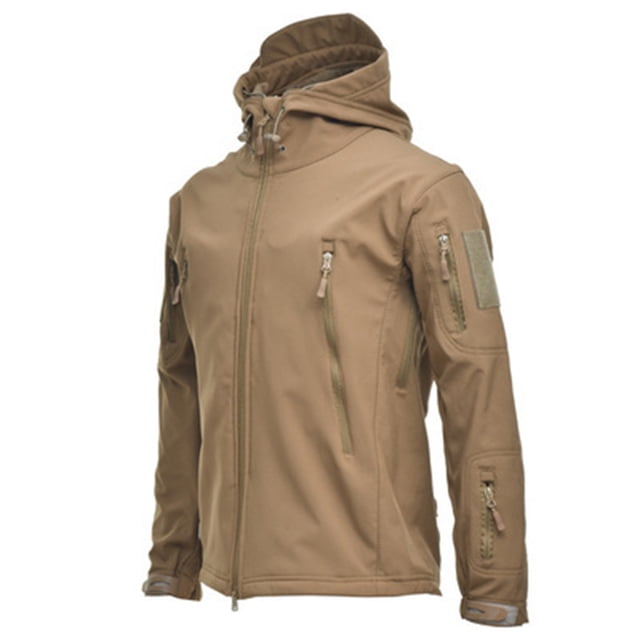 RXIRUCGD Man Solid Color Fleece Outdoor Jacket, Khaki, Size: XL