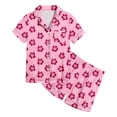 thumbnail image 4 of FhsagQ Ensembles pour Filles Ensembles 2 Pcs Pyjamas pour Enfants Enfants Imprimé Graphique Chemise à Boutons à Manches Courtes Shorts Ensemble de Pyjama Fille Tenues de Printemps Taille 6 2-3 Ans, 4 of 5