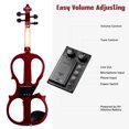 thumbnail image 3 of 4/4 Electric Violin Full Size Wood Silent Fiddle Stringed Instrument Bow Headphone Case Jujube Red, 3 of 11