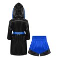 thumbnail image 3 of Fldy Ensemble d'Uniforme de Boxe pour Garçons 2 Pcs Peignoir de Boxe et Shorts MMA Costume de Boxeur Tenue d'Halloween Noir Bleu 6, 3 of 4