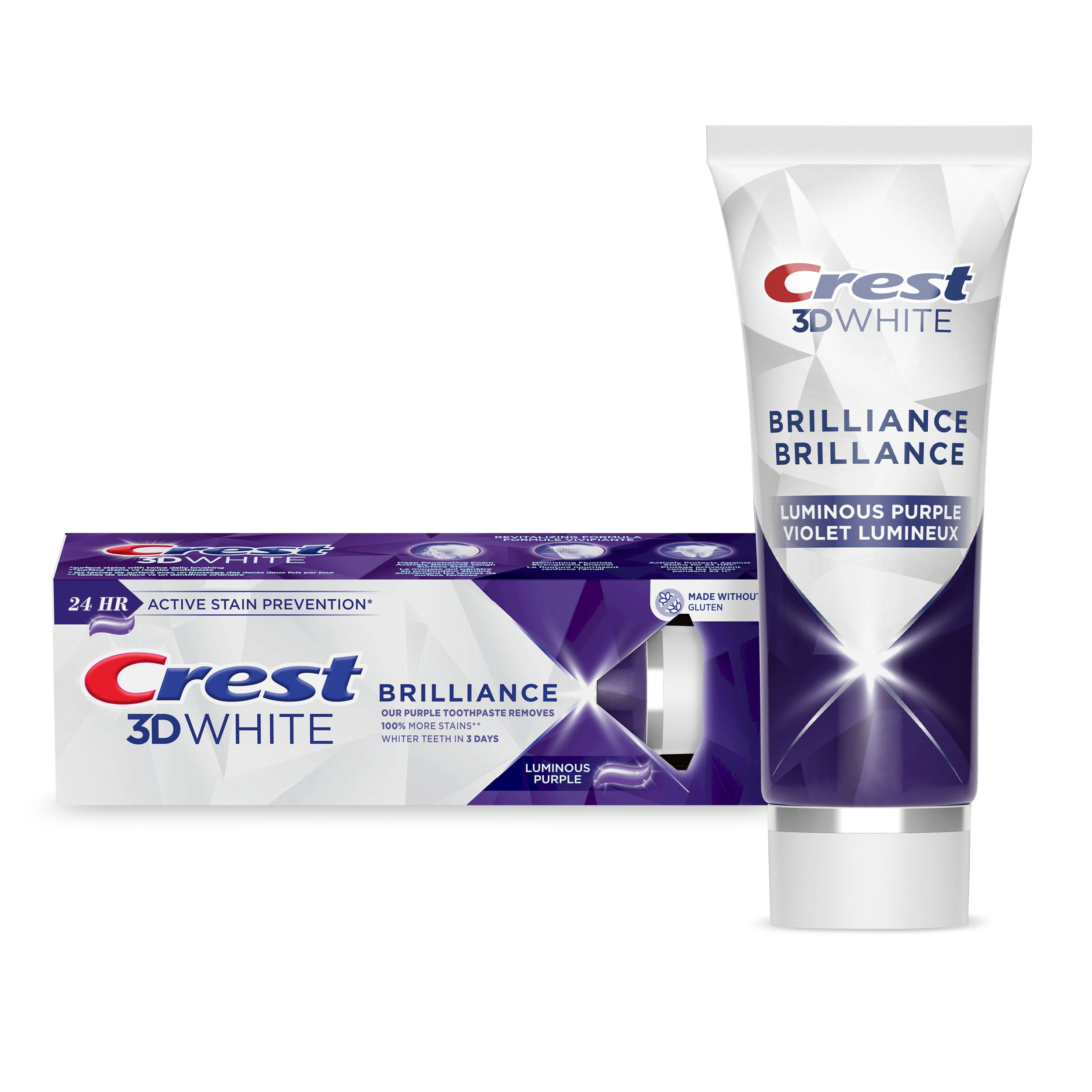Crest 3D White Brilliance Dentifrice Violet pour le Blanchiment des Dents, Menthe Lumineuse