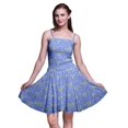 thumbnail image 1 of Bimba Robe Soleil Mini à Bretelles Spaghetti pour Femmes, Taille Smockée, Haut Imprimé Feuilles - XX-Grand, 1 of 5