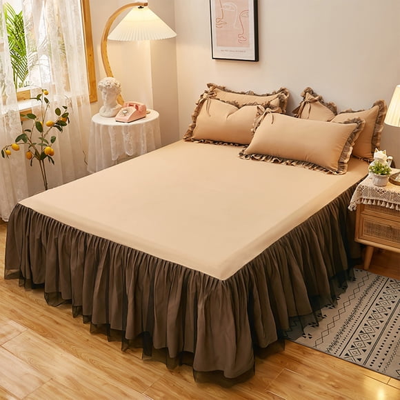 Jubipavy Protège-Matelas Antidérapant Jupe de Lit en Maille avec Barrière contre la Poussière Convient à la Décoration de la Maison 59x79 Po